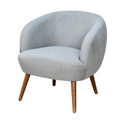 كرسي مفرد فخم قماش بأرجل خشب مودرن رمادي