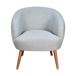 كرسي مفرد فخم قماش بأرجل خشب مودرن رمادي