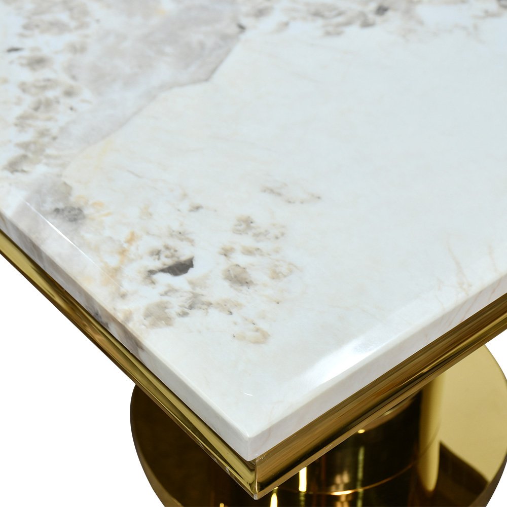 طاولة طعام رخام فاخرة 10 كراسي بقاعدة معدنية ذهبية