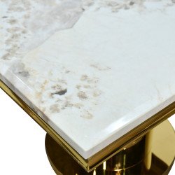 طاولة طعام رخام فاخرة 10 كراسي بقاعدة معدنية ذهبية