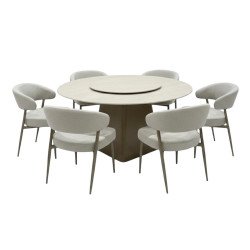 طاولة طعام سطح سيراميك دوار فاخر 6 كراسي