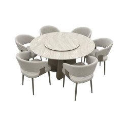 طاولة طعام سطح سيراميك دوار فاخر 6 كراسي