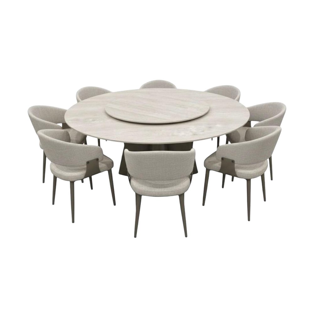 طاولة طعام سطح سيراميك دوار فاخر 8 كراسي