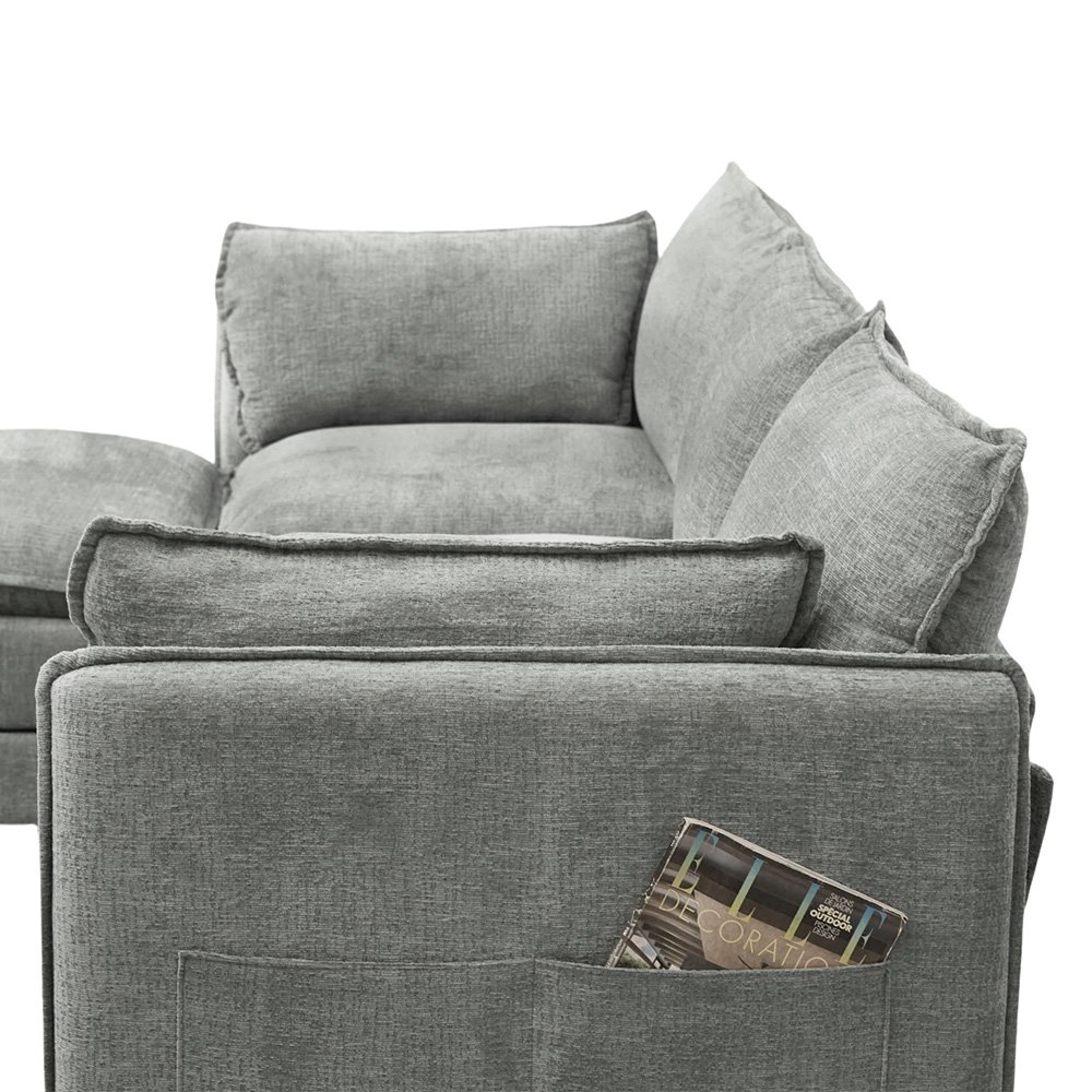 كنبة زاوية مودرن قماش عملية رمادي