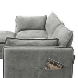 كنبة زاوية مودرن قماش عملية رمادي