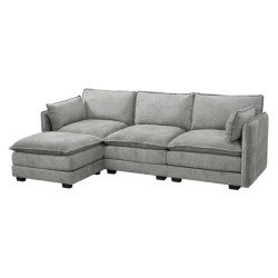 كنبة زاوية مودرن قماش عملية رمادي