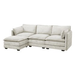 كنبة زاوية مودرن قماش عملية بيج