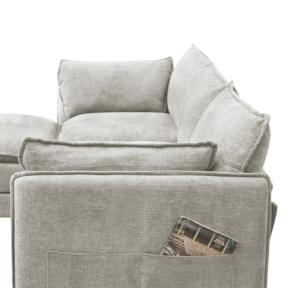 كنبة زاوية مودرن قماش عملية بيج