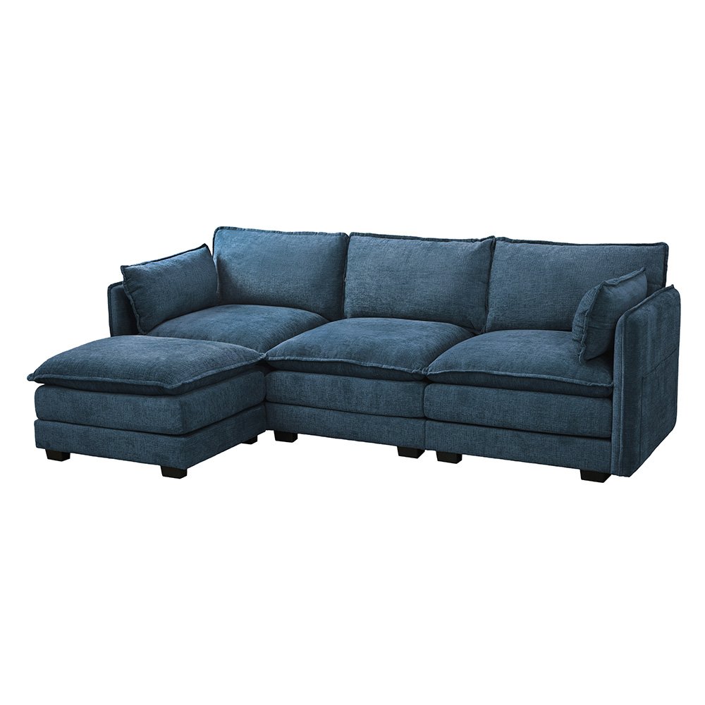 كنبة زاوية مودرن قماش عملية أزرق