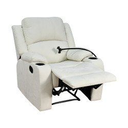 كرسي استرخاء فاخر قماش بحامل جوال اوف وايت