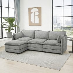 كنبة زاوية مودرن قماش عملية رمادي