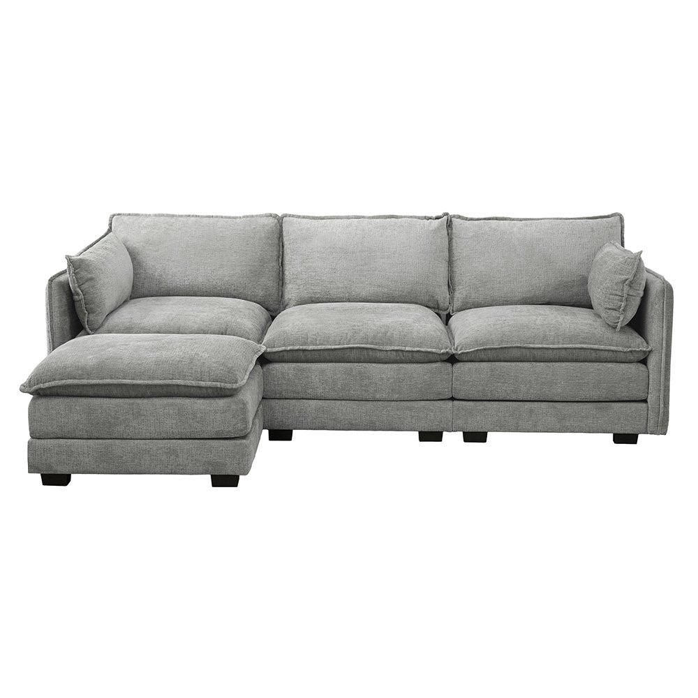 كنبة زاوية مودرن قماش عملية رمادي