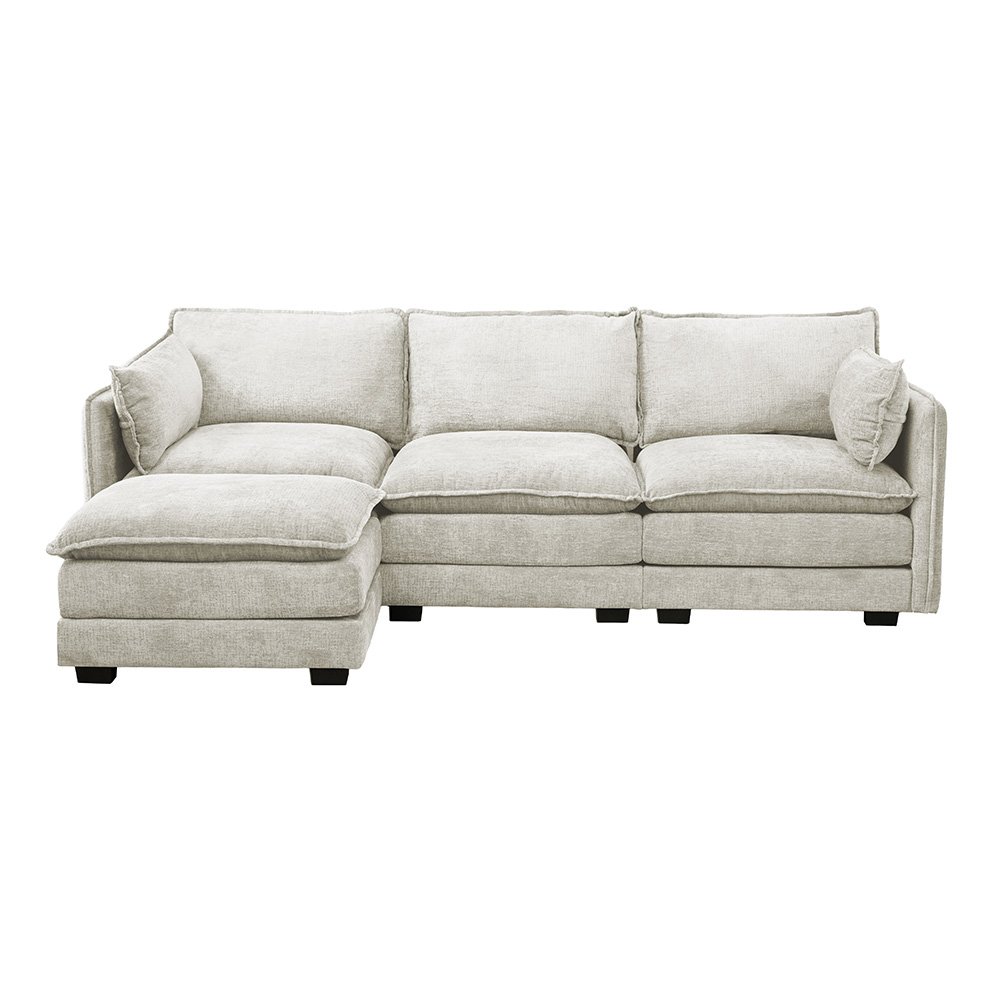 كنبة زاوية مودرن قماش عملية بيج