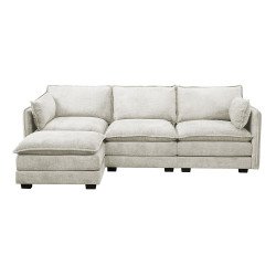 كنبة زاوية مودرن قماش عملية بيج