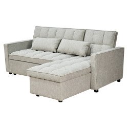 كنبة زاوية قماش مودرن بتصميم عصري بيج