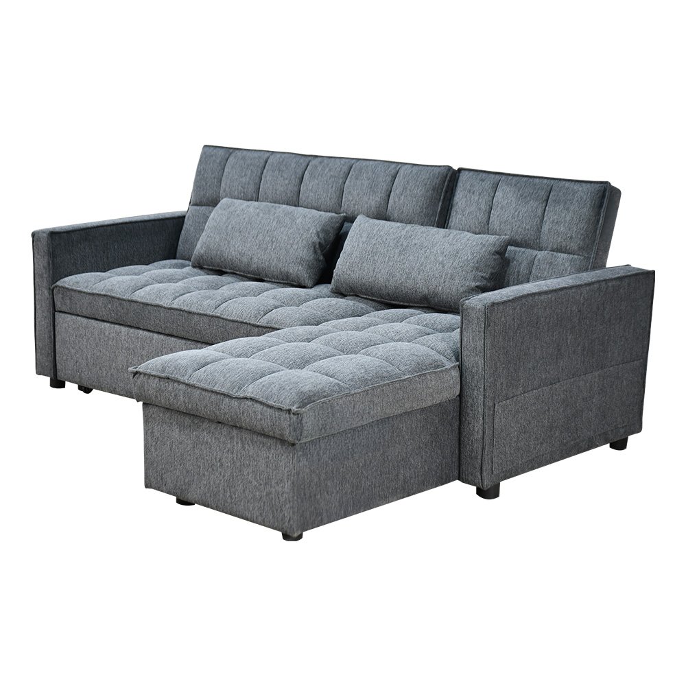 كنبة زاوية قماش مودرن بتصميم عصري رمادي غامق