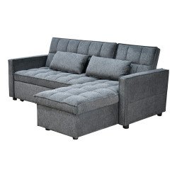 كنبة زاوية قماش مودرن بتصميم عصري رمادي غامق