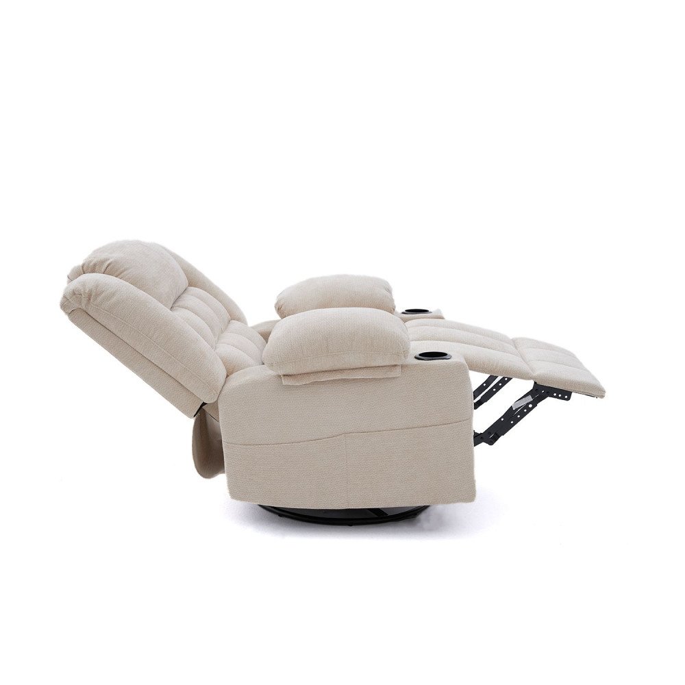 كرسي استرخاء فخم هزاز دوار قماشي مودرن بيج كرسي استرخاء فخم هزاز دوار قماشي مودرن بيج