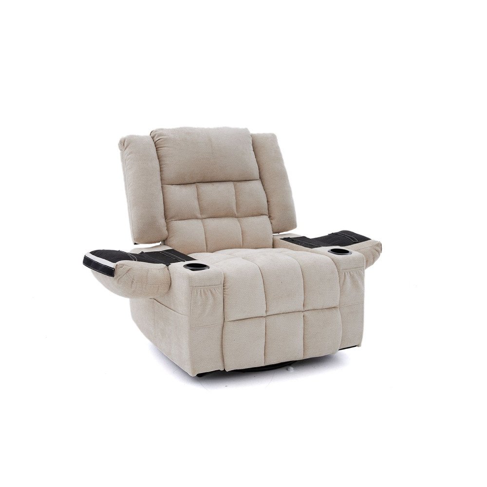 كرسي استرخاء فخم هزاز دوار قماشي مودرن بيج كرسي استرخاء فخم هزاز دوار قماشي مودرن بيج