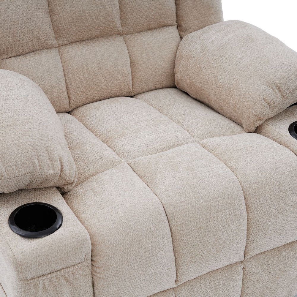 كرسي استرخاء فخم هزاز دوار قماشي مودرن بيج كرسي استرخاء فخم هزاز دوار قماشي مودرن بيج