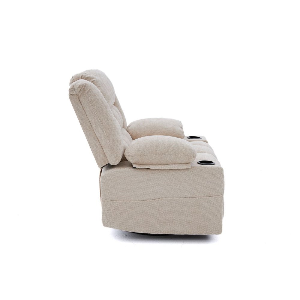 كرسي استرخاء فخم هزاز دوار قماشي مودرن بيج كرسي استرخاء فخم هزاز دوار قماشي مودرن بيج