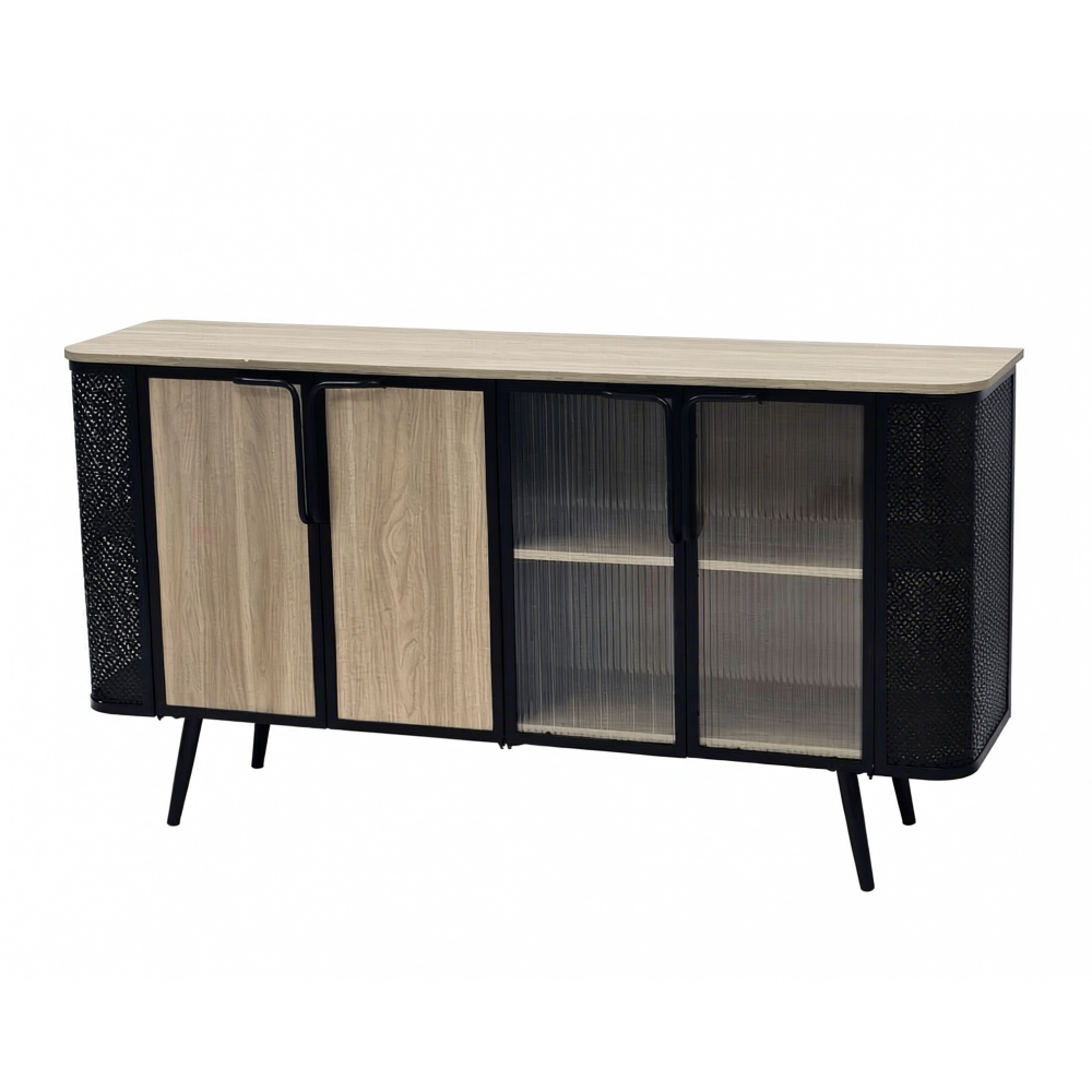 دولاب بوفيه صالة مودرن خشبي بأبواب زجاجية 160 سم دولاب بوفيه صالة مودرن خشبي بأبواب زجاجية 160 سم