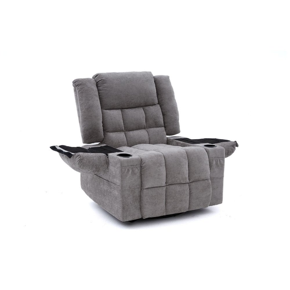 كرسي استرخاء فخم هزاز دوار قماشي مودرن رمادي