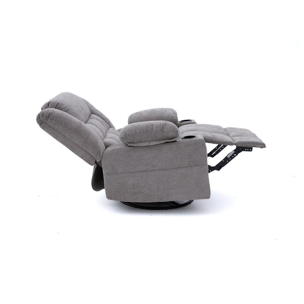 كرسي استرخاء فخم هزاز دوار قماشي مودرن رمادي