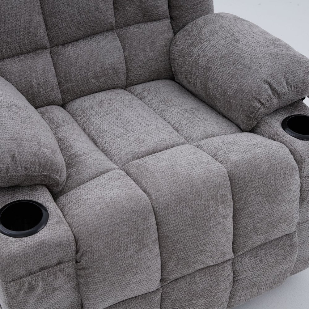 كرسي استرخاء فخم هزاز دوار قماشي مودرن رمادي