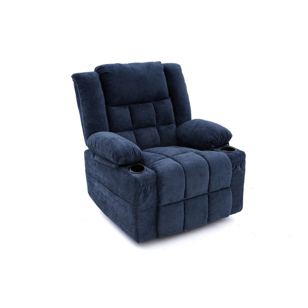 كرسي استرخاء فخم هزاز دوار قماشي مودرن أزرق