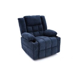 كرسي استرخاء فخم هزاز دوار قماشي مودرن أزرق