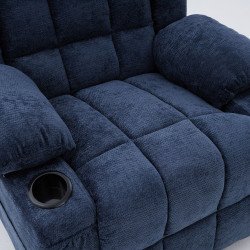 كرسي استرخاء فخم هزاز دوار قماشي مودرن أزرق