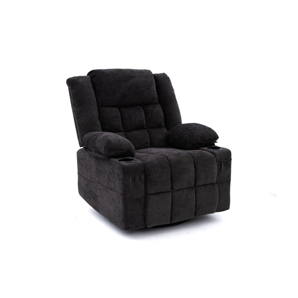 كرسي استرخاء فخم هزاز دوار قماشي مودرن أسود كرسي استرخاء فخم هزاز دوار قماشي مودرن أسود