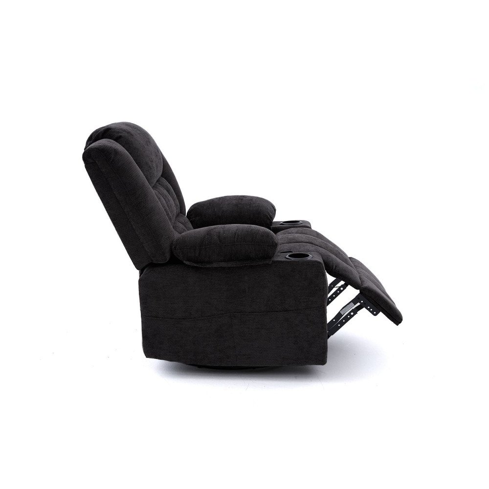 كرسي استرخاء فخم هزاز دوار قماشي مودرن أسود كرسي استرخاء فخم هزاز دوار قماشي مودرن أسود