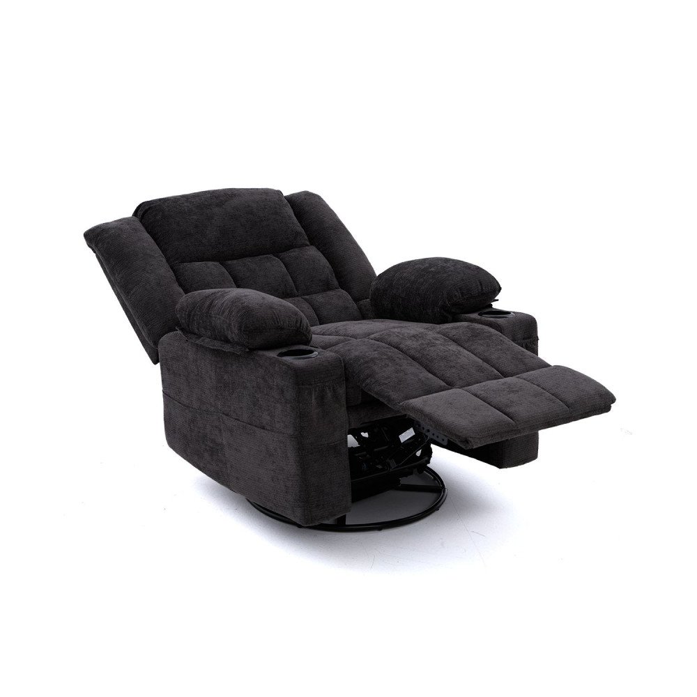 كرسي استرخاء فخم هزاز دوار قماشي مودرن أسود كرسي استرخاء فخم هزاز دوار قماشي مودرن أسود