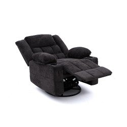 كرسي استرخاء فخم هزاز دوار قماشي مودرن أسود