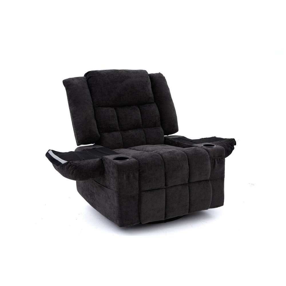 كرسي استرخاء فخم هزاز دوار قماشي مودرن أسود كرسي استرخاء فخم هزاز دوار قماشي مودرن أسود