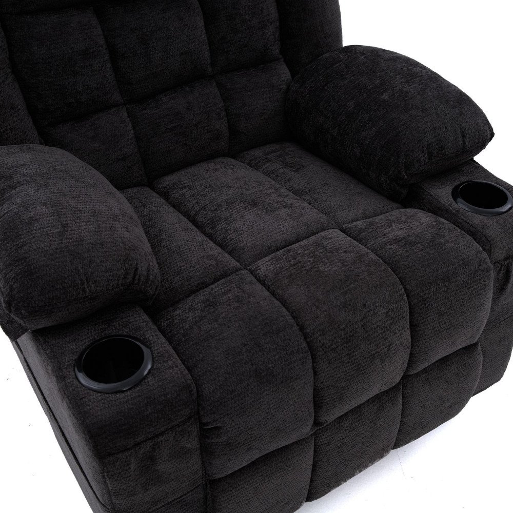 كرسي استرخاء فخم هزاز دوار قماشي مودرن أسود كرسي استرخاء فخم هزاز دوار قماشي مودرن أسود