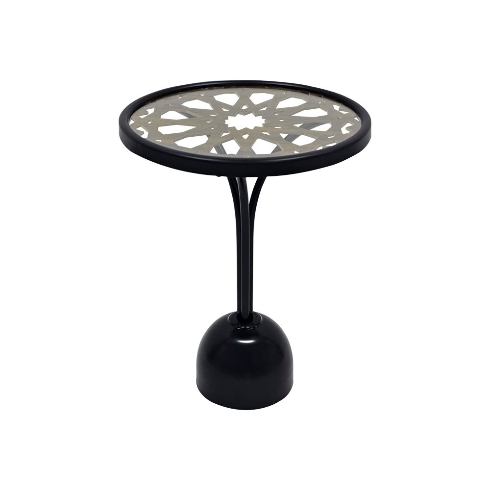 طاولة خدمة مفردة خشب سطح زجاجي بهيكل معدني طاولة خدمة مفردة خشب سطح زجاجي بهيكل معدني