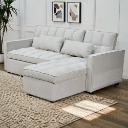 كنبة زاوية قماش مودرن بتصميم عصري بيج