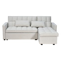 كنبة زاوية قماش مودرن بتصميم عصري بيج