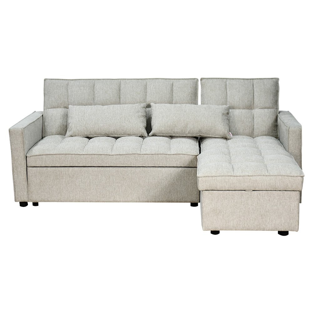 كنبة زاوية قماش مودرن بتصميم عصري بيج