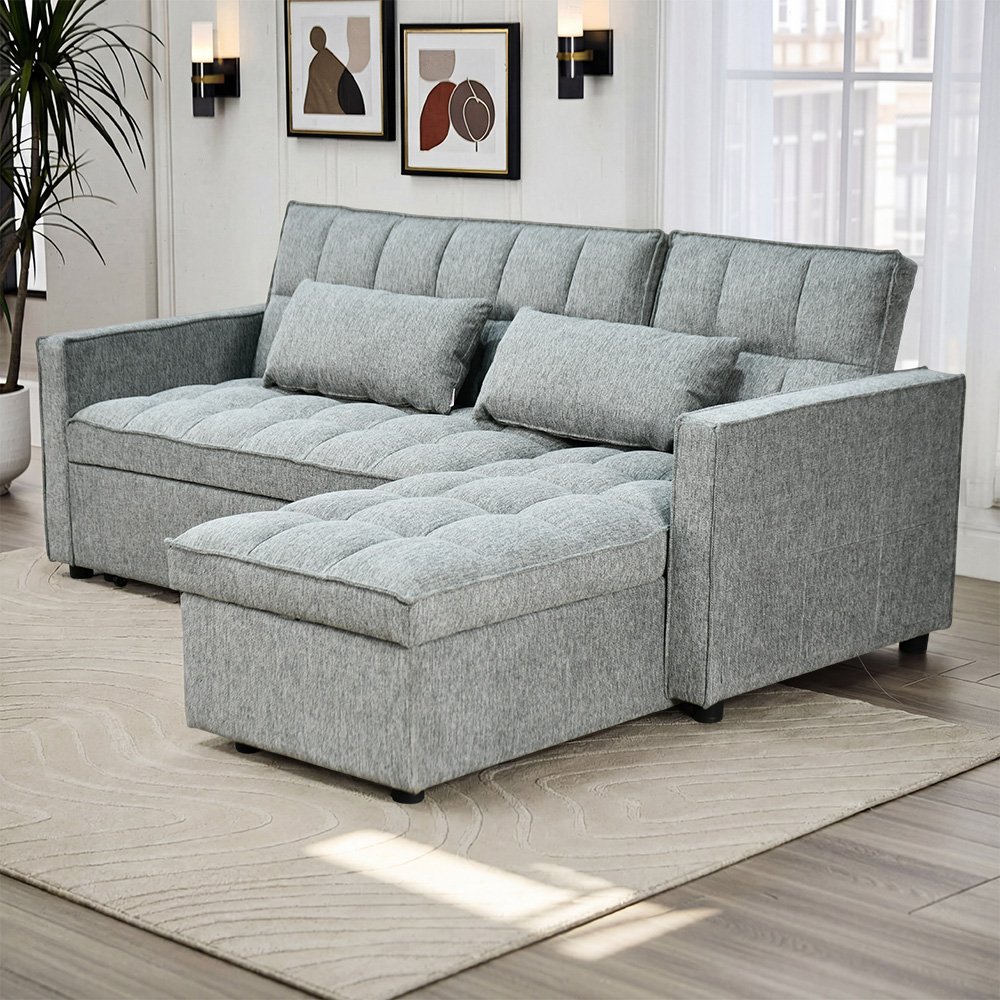 كنبة زاوية قماش مودرن بتصميم عصري رمادي