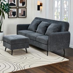 كنبة مودرن 3 مقاعد قماش مع صندوق تخزين