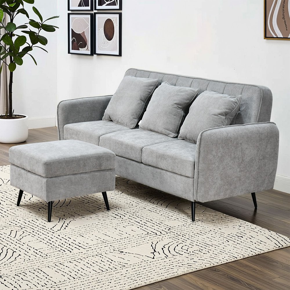 كنبة مودرن 3 مقاعد قماش مع صندوق تخزين