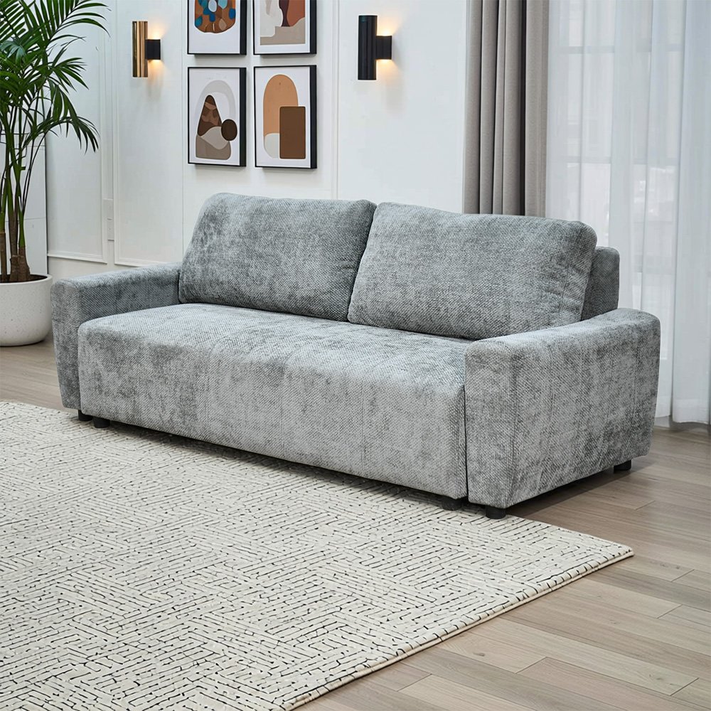 كنبة 3 مقاعد قابلة للتعديل إلى سرير رمادي