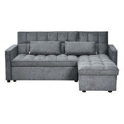 كنبة زاوية قماش مودرن بتصميم عصري رمادي غامق