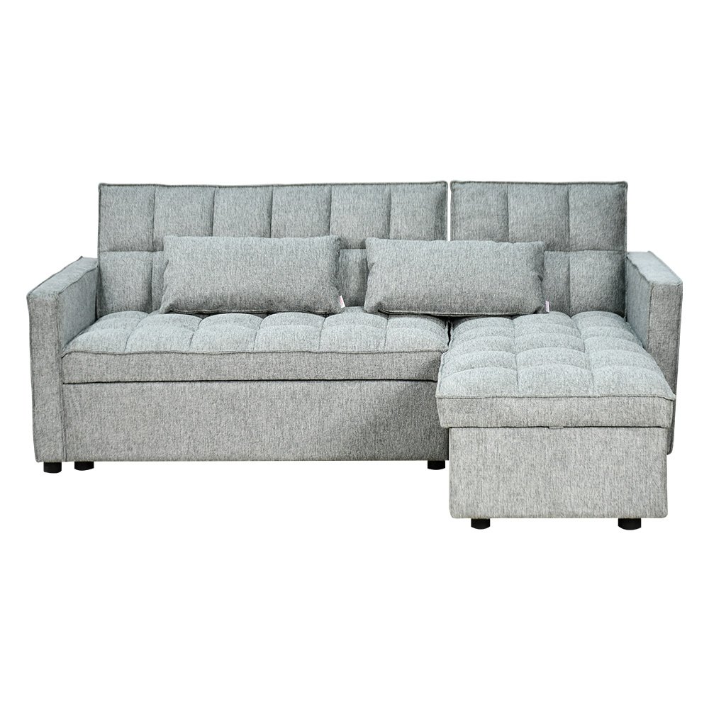 كنبة زاوية قماش مودرن بتصميم عصري رمادي