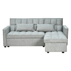 كنبة زاوية قماش مودرن بتصميم عصري رمادي