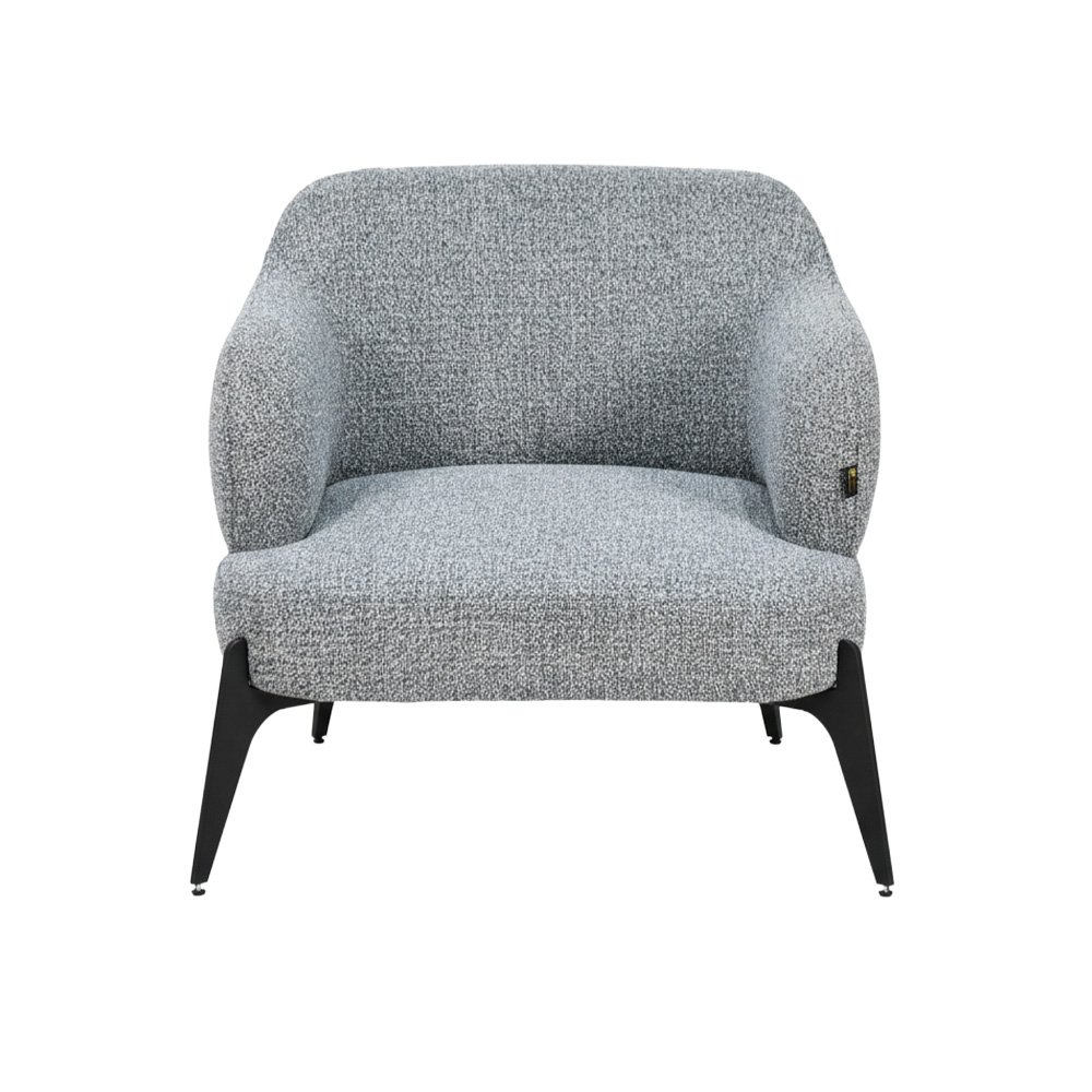 كرسي مفرد فخم قماش بوكليه مودرن بأرجل معدنية رمادي